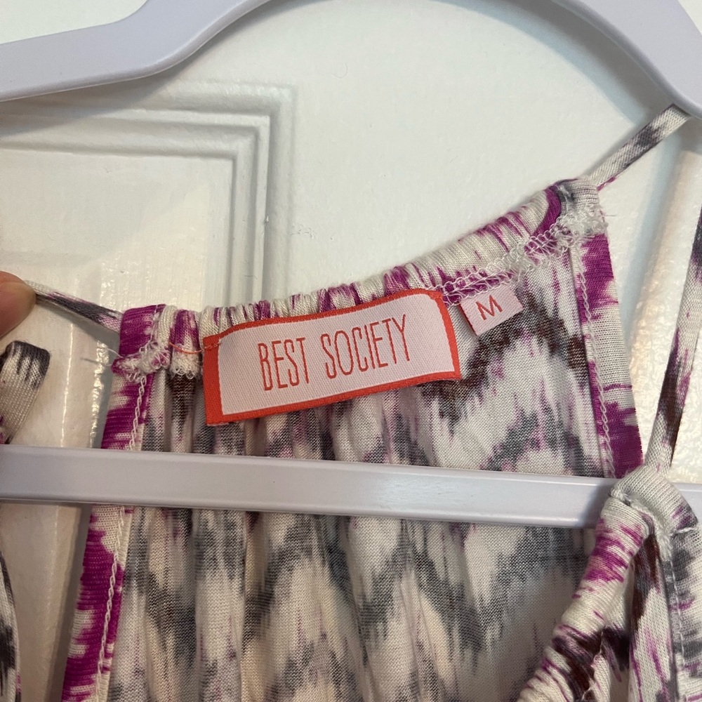 NWOT Best Society Pink and Purple Chevron Jumpsuit - Picture 3 of 8
